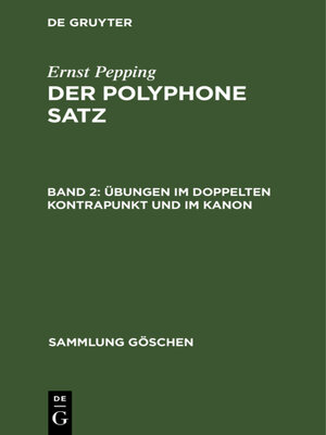 cover image of Übungen im doppelten Kontrapunkt und im Kanon